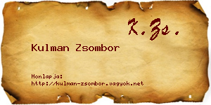 Kulman Zsombor névjegykártya